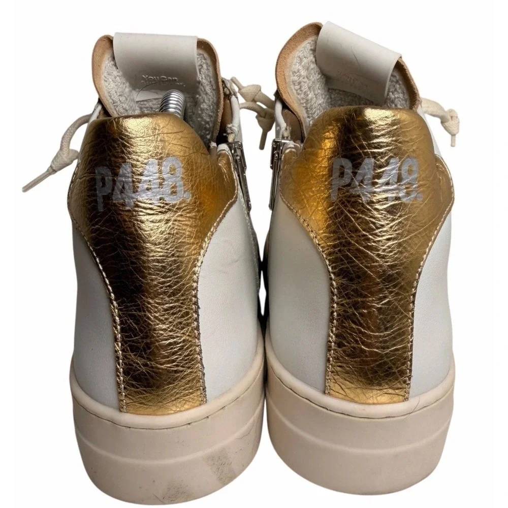 P448 Thea Mid Millennium White Gold Leather Platform Sneakers EU 40 US 9.5 - Picture 4 of 12